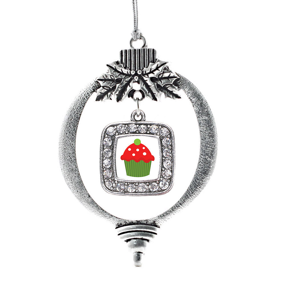 Holiday Cupcake Square Charm Christmas / Holiday Ornament