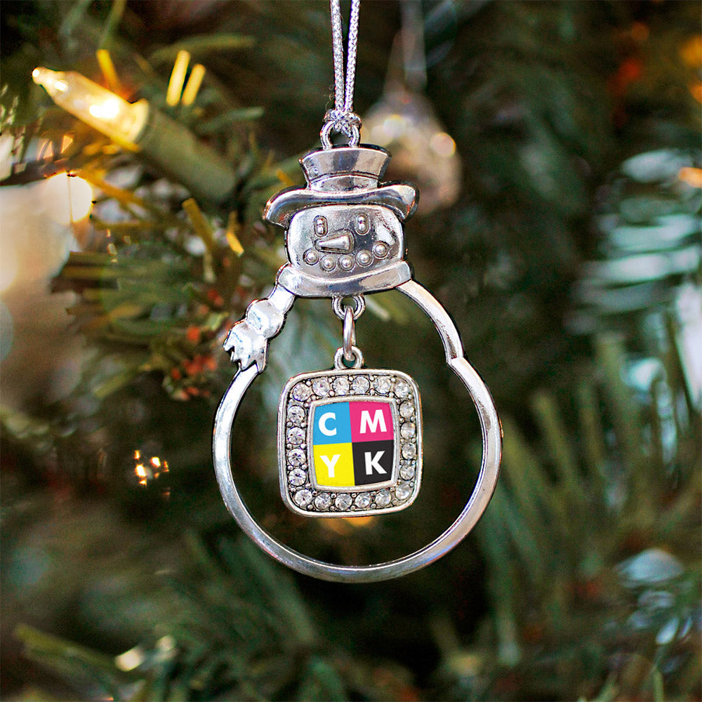 CMYK Square Charm Christmas / Holiday Ornament