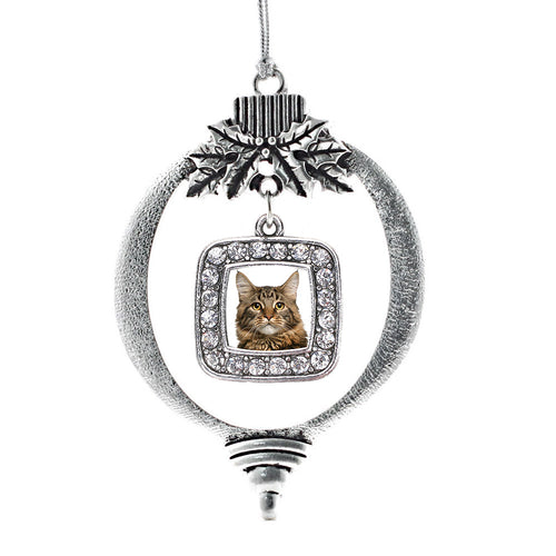 Maine Coon Cat Square Charm Christmas / Holiday Ornament