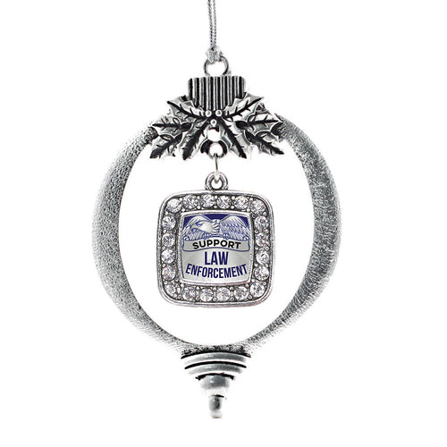Law Enforcement Support Square Charm Christmas / Holiday Ornament