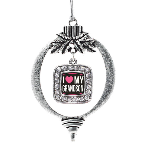 I Love my Grandson Square Charm Christmas / Holiday Ornament