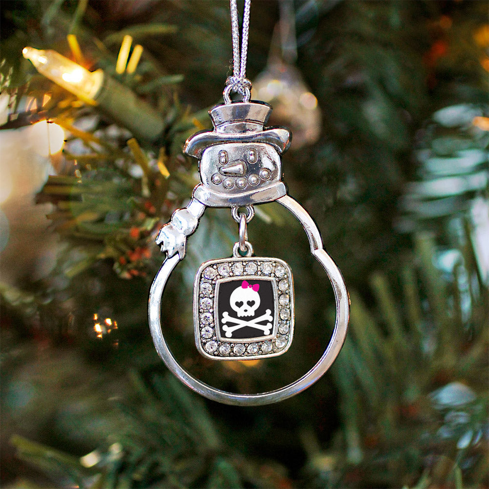 Cute Skull And Crossbones Square Charm Christmas / Holiday Ornament