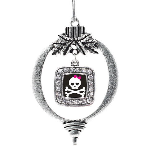 Cute Skull And Crossbones Square Charm Christmas / Holiday Ornament