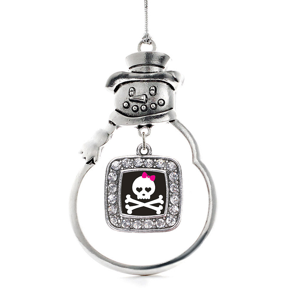 Cute Skull And Crossbones Square Charm Christmas / Holiday Ornament