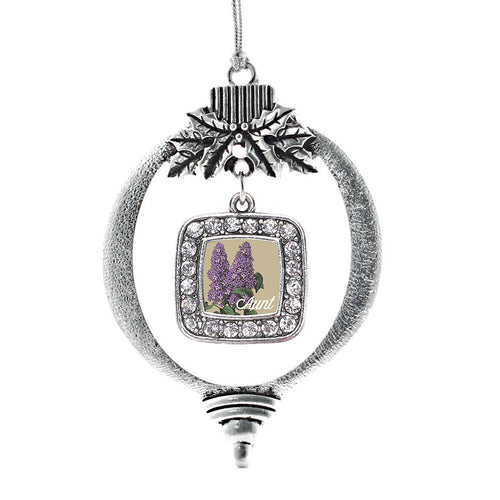 Aunt Lilac Flower Square Charm Christmas / Holiday Ornament