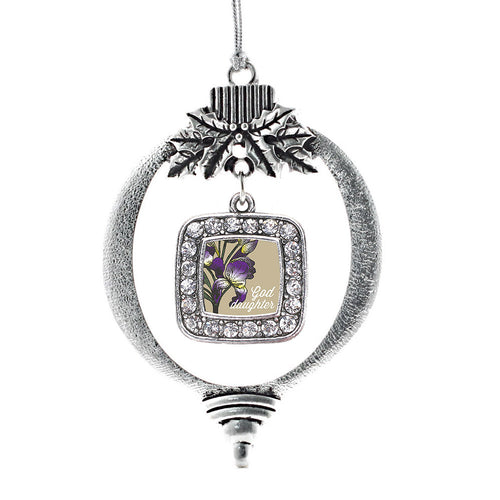 Goddaughter Iris Flower Square Charm Christmas / Holiday Ornament