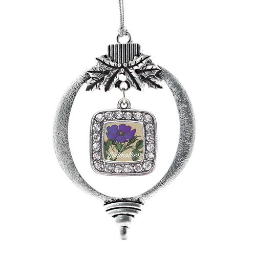 God Mother Violet Square Charm Christmas / Holiday Ornament