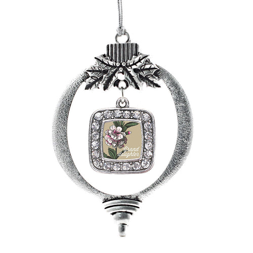 Granddaughter Apple Blossom Flower Square Charm Christmas / Holiday Ornament