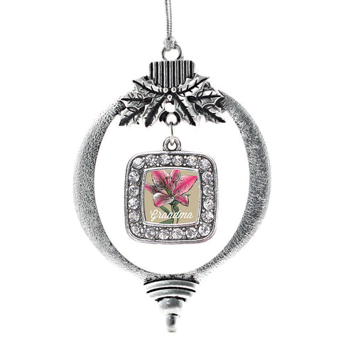 Grandma Lily Flower Square Charm Christmas / Holiday Ornament
