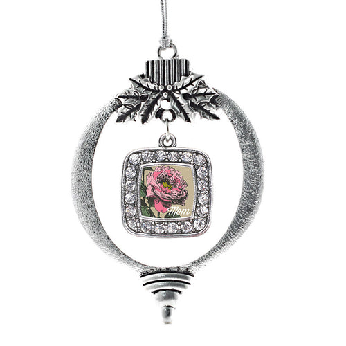 Mom Peony Flower Square Charm Christmas / Holiday Ornament