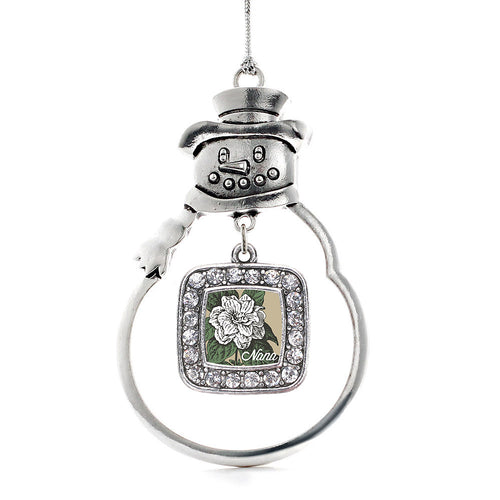 Nana Gardenia Flower Square Charm Christmas / Holiday Ornament