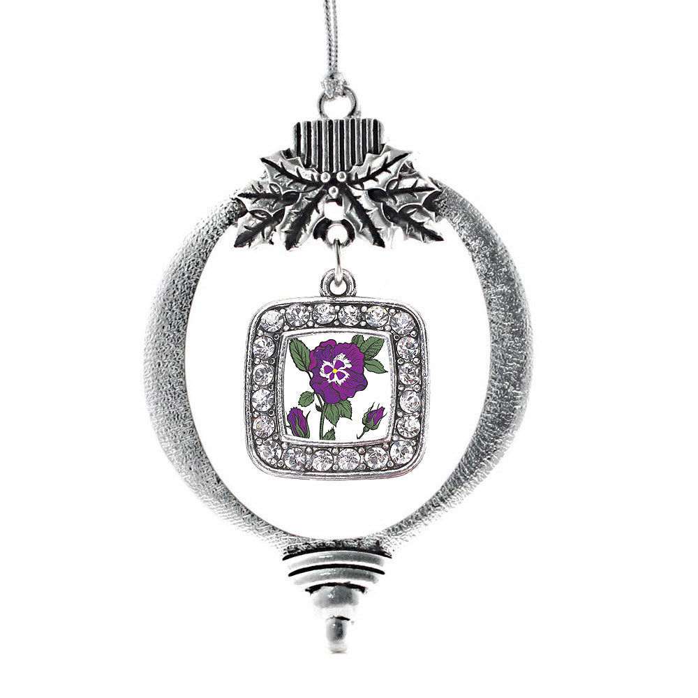 Pansy Flower Square Charm Christmas / Holiday Ornament
