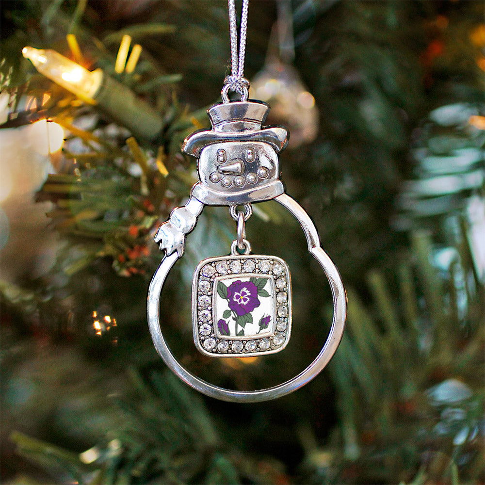 Pansy Flower Square Charm Christmas / Holiday Ornament