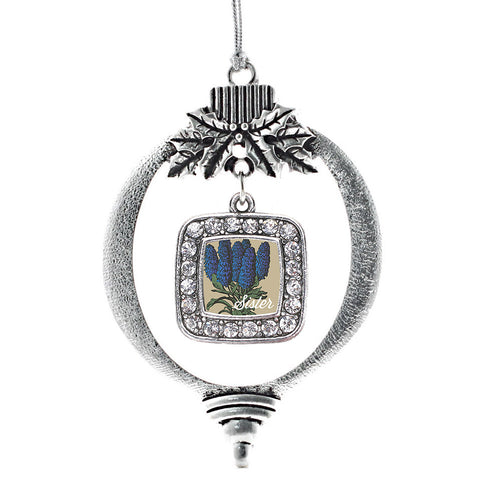 Sister Delphinium Flower Square Charm Christmas / Holiday Ornament