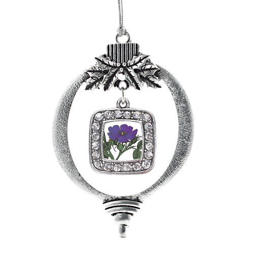 Violet Flower Square Charm Christmas / Holiday Ornament