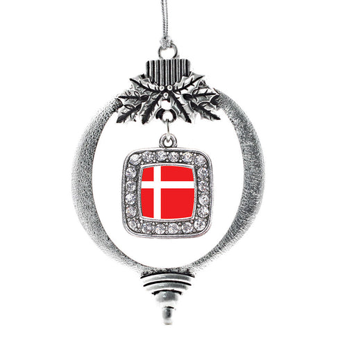 Denmark Flag Square Charm Christmas / Holiday Ornament