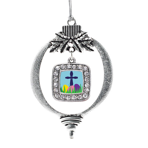 Easter Cross & Eggs Square Charm Christmas / Holiday Ornament