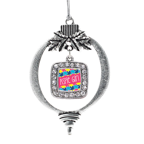 Aspie Girl Square Charm Christmas / Holiday Ornament