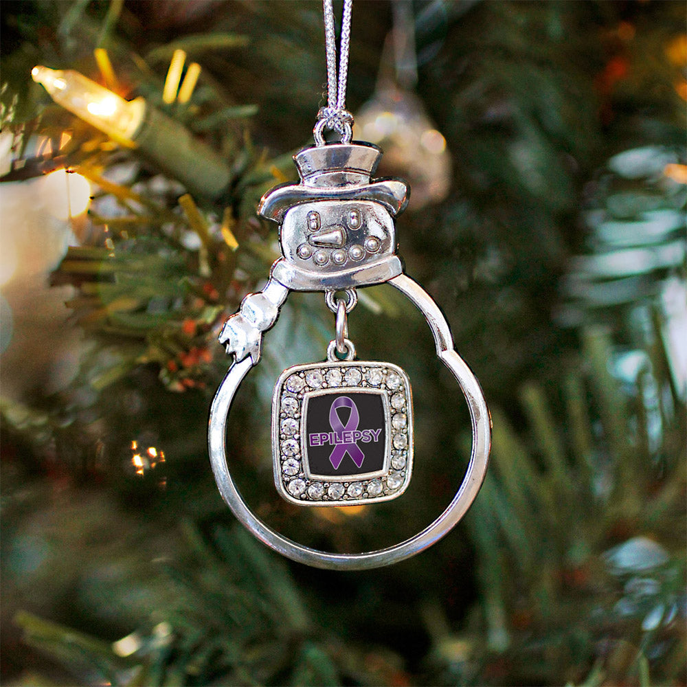 Epilepsy Awareness Square Charm Christmas / Holiday Ornament