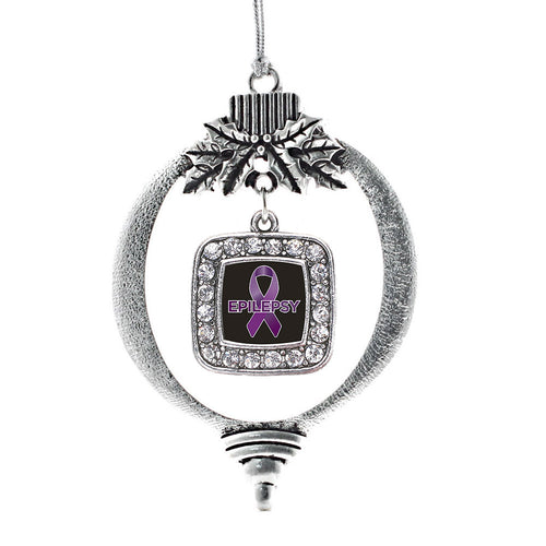 Epilepsy Awareness Square Charm Christmas / Holiday Ornament